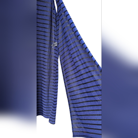 LuLaRoe- 'Joy' Long Striped Sleeveless Cardigan Open Front Large Side Slits - Picture 3 of 7